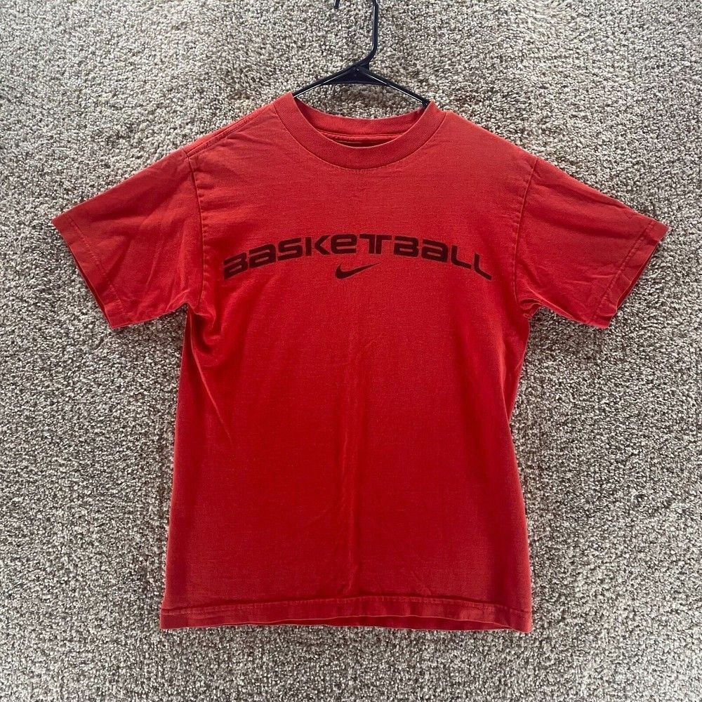 Nike Shirt Mens Medium Red Basketball Short Sleeve Cotton Logo Casual Crew Neck